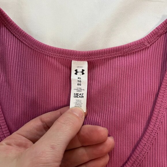 Under Armour Pink HeatGear Ribbed Razorback Athletic Tank Top NWT | Size XL - Picture 4 of 5